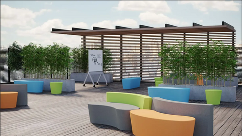 Flowform Outdoor Tapered Cylinder Stool - Smith System 55207 Flowform Outdoor Tapered Cylinder Stool - Smith System 55207