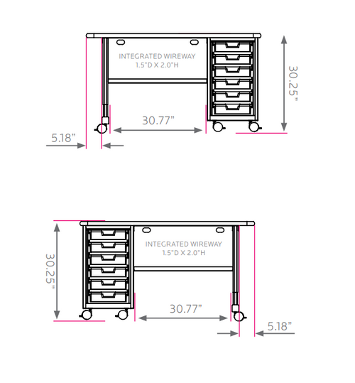 Cascade Single Pedestal Teacher Desk with Tote Storage - Smith System  Cascade Single Pedestal Teacher Desk with Tote Storage - Smith System