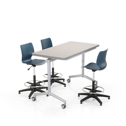 Groove Adjustable Height Stool, shown with table - Smith System Groove Adjustable Height Stool, shown with table - Smith System