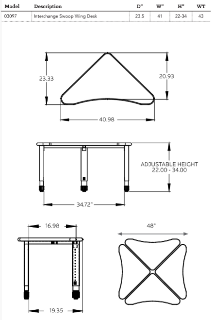 Interchange Wing Desk with Swoop - Smith System 03097 - Spec Sheet