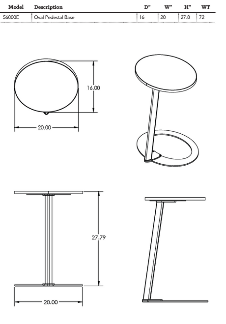 Flowform Oval Pedestal Base - Smith System 56000E - Spec Sheet