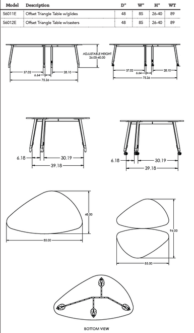 Flowform Offset Triangle Table - Smith System - Spec Sheet