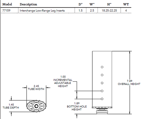Interchange Half Moon Activity Table - Smith System - Leg Insert Spec Sheet