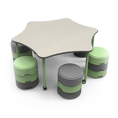 Elemental 6-Star Activity Desk with Stacked Chairs- Smith System Elemental 6-Star Activity Desk with Stacked Chairs- Smith System