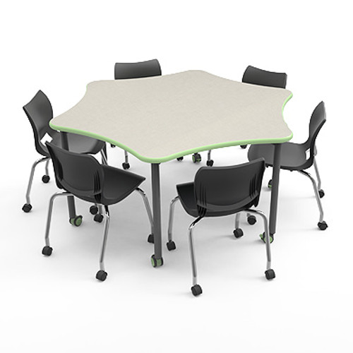 Elemental 6-Star Activity Desk with Caster Chairs - Smith System Elemental 6-Star Activity Desk with Caster Chairs - Smith System