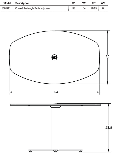 Flowform Learn Lounge Curved Rectangle Table - Smith System - Power Flowform Learn Lounge Curved Rectangle Table - Smith System - Power