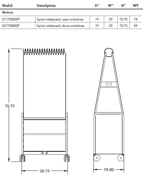 Cascade Spiral Noteboard - Smith System - Spec Sheet