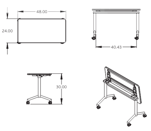 Elemental Nest and Fold Rectangle Table - Smith System