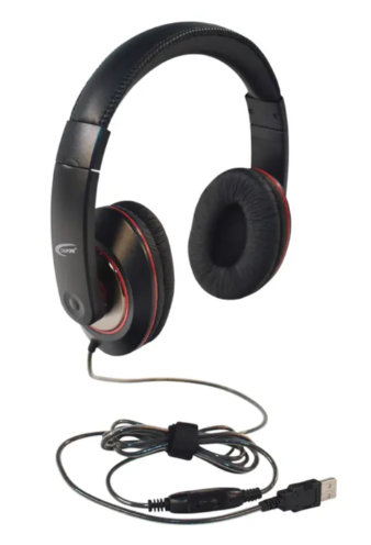 2021 Deluxe Stereo Headphones w/Inline Volume Control, USB Plug - Califone