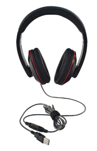 2021 Deluxe Stereo Headphones w/Inline Volume Control, USB Plug - Califone
