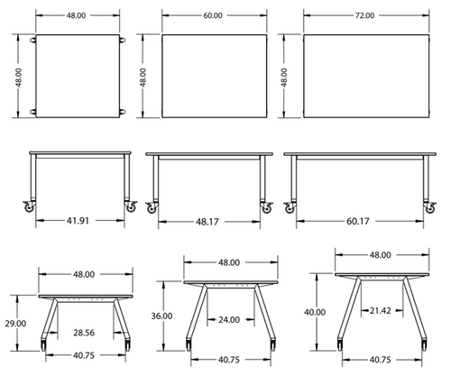 48-Inch Deep Planner Studio Fixed Height Table 48-Inch Deep Planner Studio Fixed Height Table