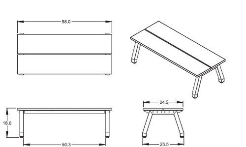 Planner Studio Butcher Block Double Bench - Smith System (24.5"D Seating/25.5"D Legs) 58"L Planner Studio Butcher Block Double Bench - Smith System (24.5"D Seating/25.5"D Legs) 58"L