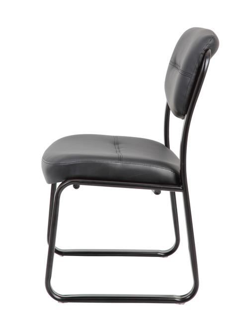 Armless Leather Sled Base Side Chair - Boss B9539 Armless Leather Sled Base Side Chair - Boss B9539