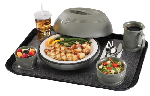 Camtray Versa Non-Skid Cafeteria Tray Pack of 12, shown with food delivery items (not included) - Cambro Camtray Versa Non-Skid Cafeteria Tray Pack of 12, shown with food delivery items (not included) - Cambro