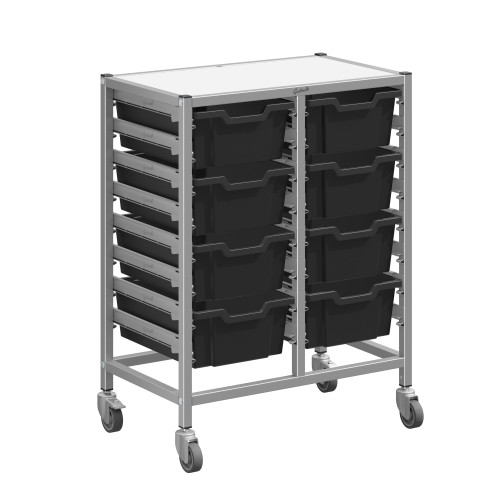 Dynamis Mid Double Silver Trolley 8 Deep Trays - Gratnells Dynamis Mid Double Silver Trolley 8 Deep Trays - Gratnells