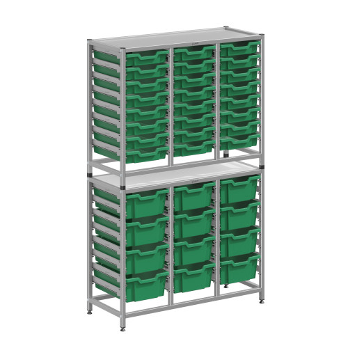 Dynamis Tall Treble Silver Trolley 24 Shallow and 12 Deep Trays - Gratnells Dynamis Tall Treble Silver Trolley 24 Shallow and 12 Deep Trays - Gratnells