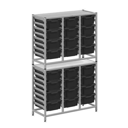 Dynamis Tall Treble Silver Frame 24 Deep Trays - Gratnells Dynamis Tall Treble Silver Frame 24 Deep Trays - Gratnells