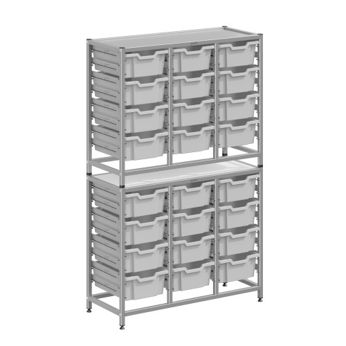 Dynamis Tall Treble Silver Frame 24 Deep Trays - Gratnells Dynamis Tall Treble Silver Frame 24 Deep Trays - Gratnells