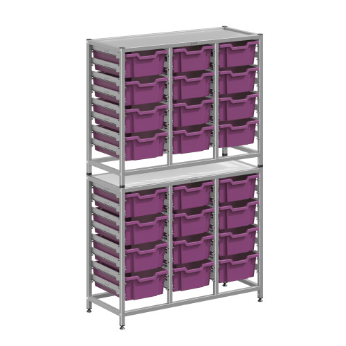 Dynamis Tall Treble Silver Frame 24 Deep Trays - Gratnells Dynamis Tall Treble Silver Frame 24 Deep Trays - Gratnells