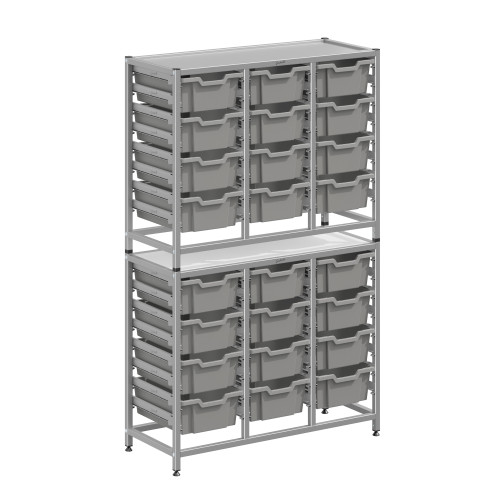 Dynamis Tall Treble Silver Frame 24 Deep Trays - Gratnells Dynamis Tall Treble Silver Frame 24 Deep Trays - Gratnells