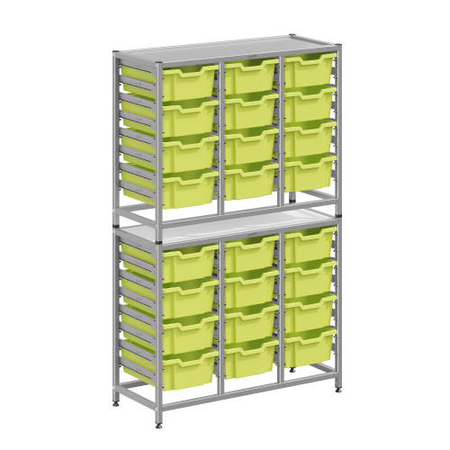 Dynamis Tall Treble Silver Frame 24 Deep Trays - Gratnells Dynamis Tall Treble Silver Frame 24 Deep Trays - Gratnells