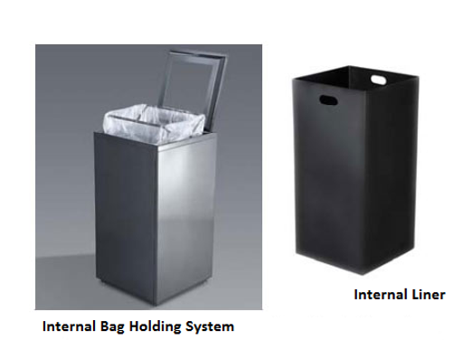 Valuta 32 Gallon Waste Receptacle with Locking Top - Magnuson Group VA1814L-SEC **Internal Liner** Valuta 32 Gallon Waste Receptacle with Locking Top - Magnuson Group VA1814L-SEC **Internal Liner**
