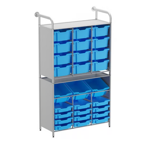 Callero Custom Tall Maker-Store Starter Unit 12 Shallow & 3 Deep Tilting & 12 Deep Trays - Gratnells CSTA340744 Callero Custom Tall Maker-Store Starter Unit 12 Shallow & 3 Deep Tilting & 12 Deep Trays - Gratnells CSTA340744