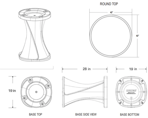 Cortech 670 Endurance Round Cascade Base Molded Table