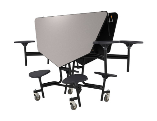 Mobile Octagon Folding Cafeteria Table with Stools - NPS MTO60S Mobile Octagon Folding Cafeteria Table with Stools - NPS MTO60S