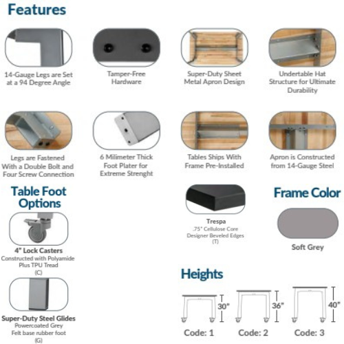 Trespa Fixed Height Titan Table - NPS **Features**