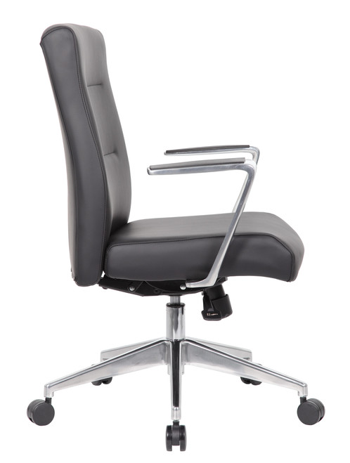 Modern Conference Chair with Aluminum Base - Boss B8886AL-AMBK Modern Conference Chair with Aluminum Base - Boss B8886AL-AMBK