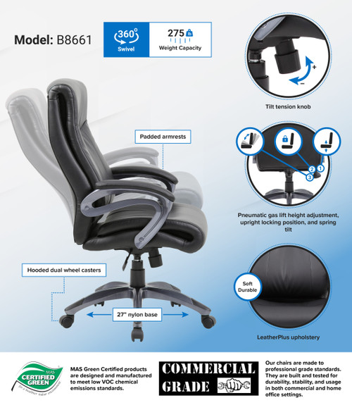 Double Layer Executive Chair - Boss B8661 - Black Double Layer Executive Chair - Boss B8661 - Black