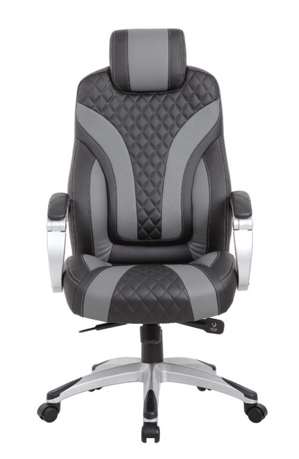 Hinged Arm Executive Chair with Synchro-Tilt - Boss B8871-BKGY - Black/Grey