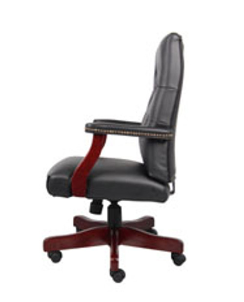 Classic Vinyl Chair with Mahogany Frame B905-BK - Black