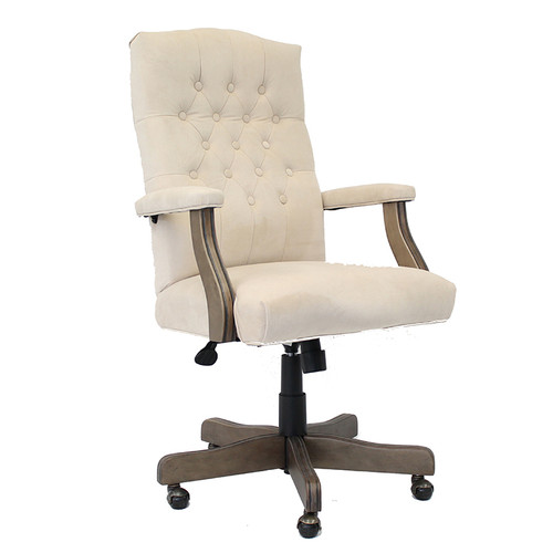 Executive Upholstered Task Chair with Driftwood Frame - Boss B905DW-CMP - Champagne Velvet