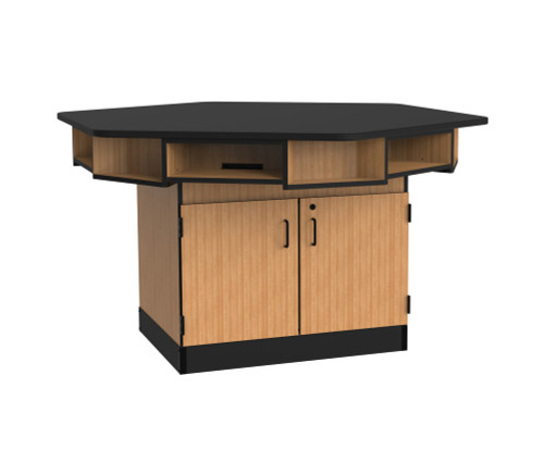 Hexagon Science Workstation with Epoxy Top - NPS with Book Boxes