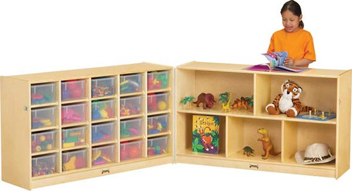 20 Cubbie-Tray Fold-N-Lock - With Clear Trays - Jonti-Craft 04230JC (clear bins)