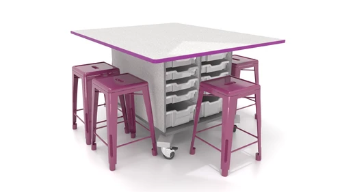 CEF High Pressure Laminate Hideaway Storage Table
**Stools Sold Separately**
