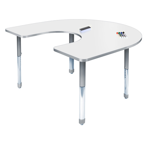 Aero Horseshoe Shaped Dry Erase Table with Adjustable Height - Allied USA ARO666HDE