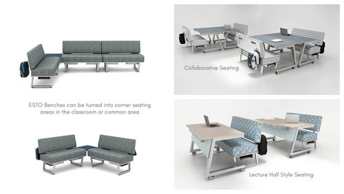 CEF ESTO-BENCH-18-48 ESTO Bench with Dry Erase Back
**Sold Individually / Additional Furniture Not Included / Optional Backpack Hooks Sold Separately**
