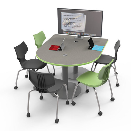 Multimedia Cafe Table with Circular Bases, shown with chairs not included - Smith System 01531#