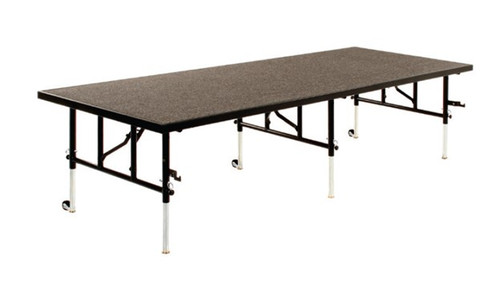 Adjustable Height Transfold Stage with Hardboard Deck - Midwest *Shown with carpet. This model has a hardboard deck*