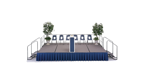 Fixed Height Transfold Stage with Hardboard Deck - Midwest *Shown with carpet. This model is hardboard.*