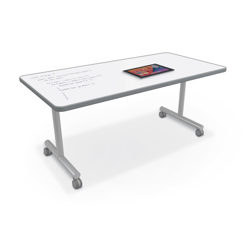 Inklud Table with Porcelain Steel Top and T Legs - MooreCo IN1T1S0ADJ-PORC-CHAR Inklud Table with Porcelain Steel Top and T Legs - MooreCo IN1T1S0ADJ-PORC-CHAR