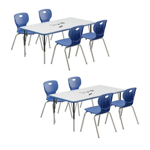 Rectangle Deluxe Dry Erase Two Activity Tables and Student Chairs Bundle - Correll