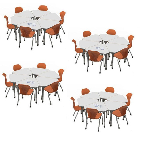 Apex Gem Dry Erase Student Desks and Apex Chairs Bundle - Marco Group