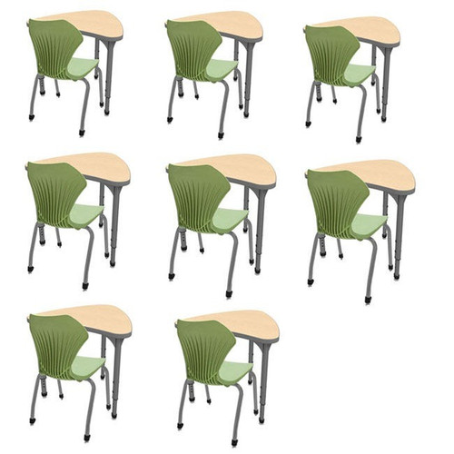 Small Chevron Apex Student Desks and Apex Chairs Bundle (8) - Marco