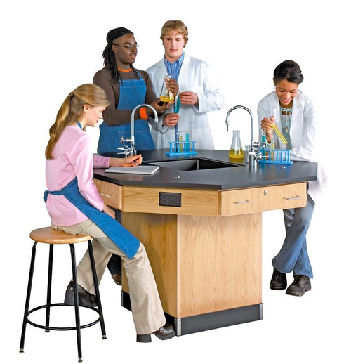 1516K / 1516M / 1616K / 1616M- Pedestal Kinetic Octagon Workstation with Sink and Solid Epoxy Top - Diversified 1516K / 1516M / 1616K / 1616M- Pedestal Kinetic Octagon Workstation with Sink and Solid Epoxy Top - Diversified