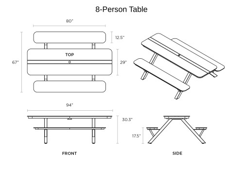 Shaka Picnic Table - Tenjam SHAKA9429