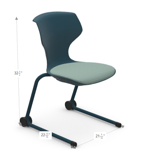  Cogni Cantilever Chair with Upholstered Seat and Heel Wheels - KI